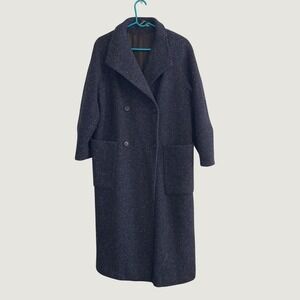Reflections Vintage‎ Gray Herringbone Double Breasted Long Overcoat ILGWU USA 12